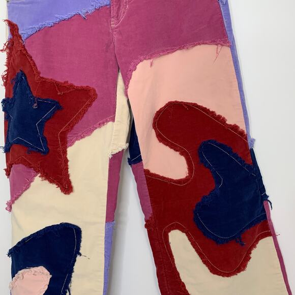 Free People Groovy Supernova Cord Wide Leg Purple Disco Jeans Size 26 - Picture 8 of 16